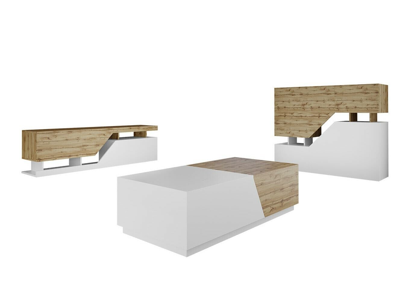 Ensemble de Salon Utica B100 Stratifié Wotan chêne + Blanc