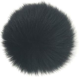 Fox Fur Hair Ball Fluffy Pompom Ball with Rubber Band for Detachable Knit Hats Clothing Accessories Fox Black 13