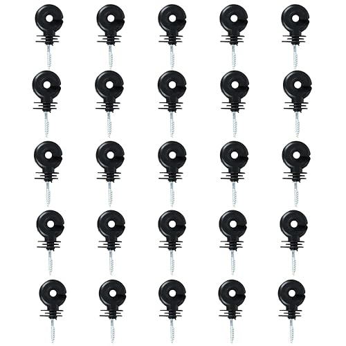 Miniatura 6 de Aislador de cerca eléctrico negro, aislador de rosca, 25 unidades