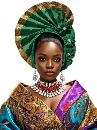 African Headscarf Nigerian Gele Auto Tie Fashion Turban Elegant Headwrap Women Stylish Hijab