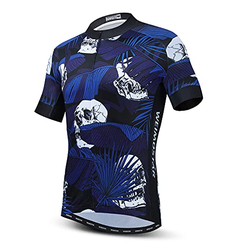 Weimostar Men's Cycling Jersey Short Sleeve MTB Biking Clothing Mountain Bike Road Bicycle Shirt Top Skull Size L