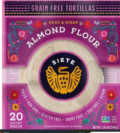 Amazon.com: Siete Almond Flour Grain-Free Tortillas, Paleto (20 Count ...