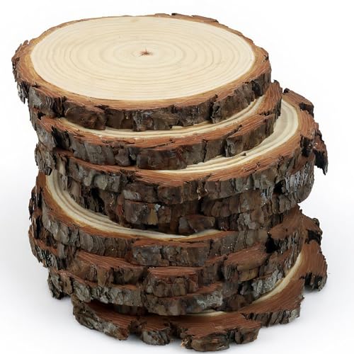 Natural Wood Slices for Centerpieces, 7-8 Inch Rustic Wooden Rounds,