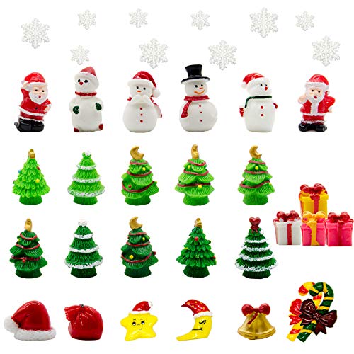 Iceyyyy 37 Pcs Mini Resin Christmas Ornaments - Mini Christmas Theme Resin Miniature Pendant Decoration DIY Kit(Pattern at Random)