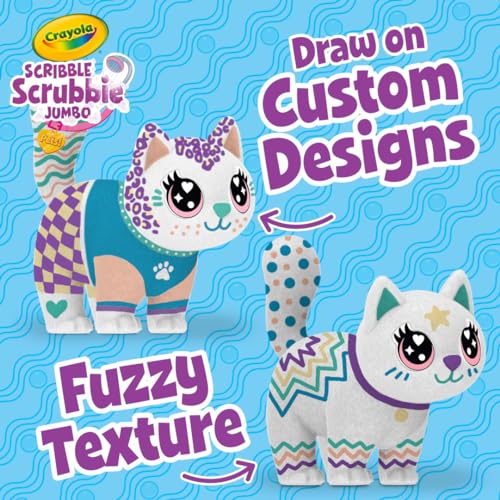 Image of Crayola Scribble Scrubbie Jumbo Toy Cat, Large Posable Animal for Kids, Birthday, Gift for Girls & Boys, Washable Coloring & Grooming Toy, Ages 3+