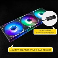 Thermalright TL-M12Q-S X3 Wireless Splicing Case Fan-120mm Quiet,Infinity Mirror ARGB Lichteffekte,Neues Power Chip Modul vereinfacht die Verkabelung,3-Packs Bausteinventilator – Ansicht 4