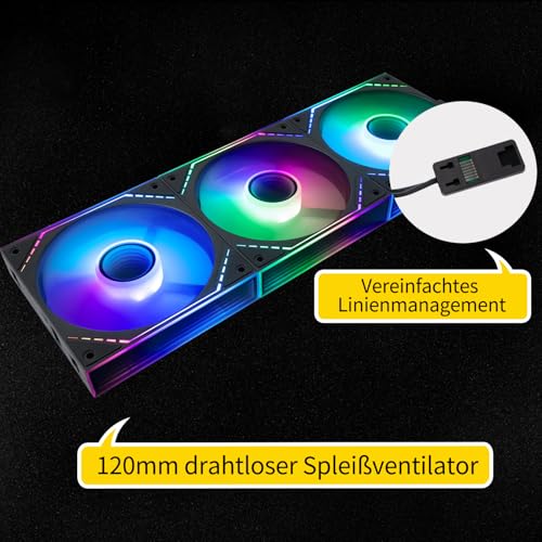 TR-Thermalright TL-M12Q-S X3 120 mm CPU PWM wentylator bezprzewodowy splicing, ciche chłodzenie 2000 obr./min, czarny wentylator CPU, 3-pak, Infinite Mirror Light Effect ARGB, może być sparowany z