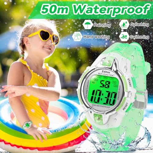 Image of Edillas Kids Watches Boys Digital, 7 Colors LED Lights Waterproof Wristwatches for Children Students Teenagers Sport Outdoor Multifunctional with Stopwatch /Alarm for Ages 5-13