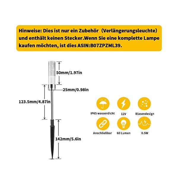 Verlängerungsleuchte B-right 3er Set Gartenleuchte mit Erdspieß, warmweiß,Gartenbeleuchtung, Landschaftslicht… – Bild 3