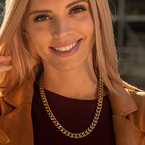 Lifetime Jewelry Miami Curb Square Cut Cuban Link Chain Necklaces 24K Gold Plated (5Mm & 9.5Mm) (24 Inches, 9.5Mm, Gold) #TOP1