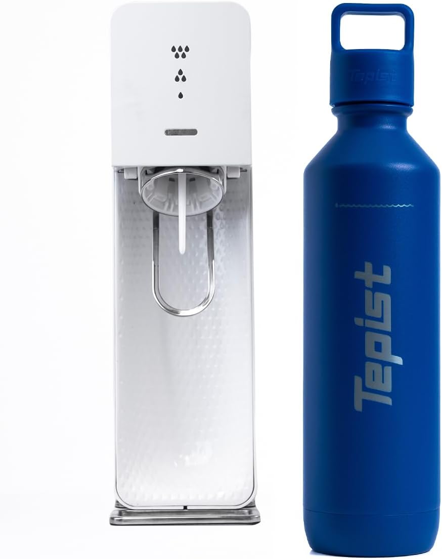 TwentyO 20oz Stainless Steel Bottle Compatible with Sodastream Machines | Powder Coated Blue | Vacuum Sealed | Double Walled | Leak-Proof | Easy to Carry | Reusable Bottle - Image 2