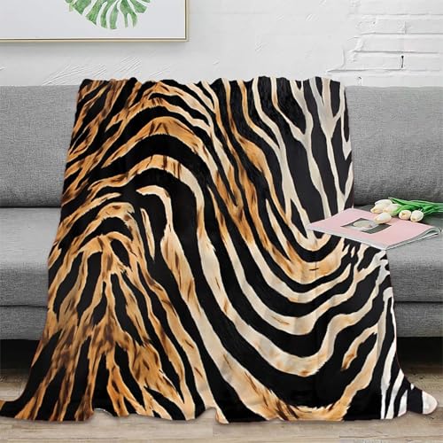 NAOFEKUID 3D Gedruckte Zebra Muster Decke Mikrofaser Wohnkultur Tiermuster Tagesdecke für Sofa Schlafzimmer Erwachsene 40x50(100x130cm)