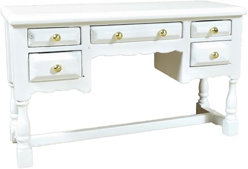 Dolls House - Tocador blanco en miniatura a escala 1:12, muebles de dormitorio de madera