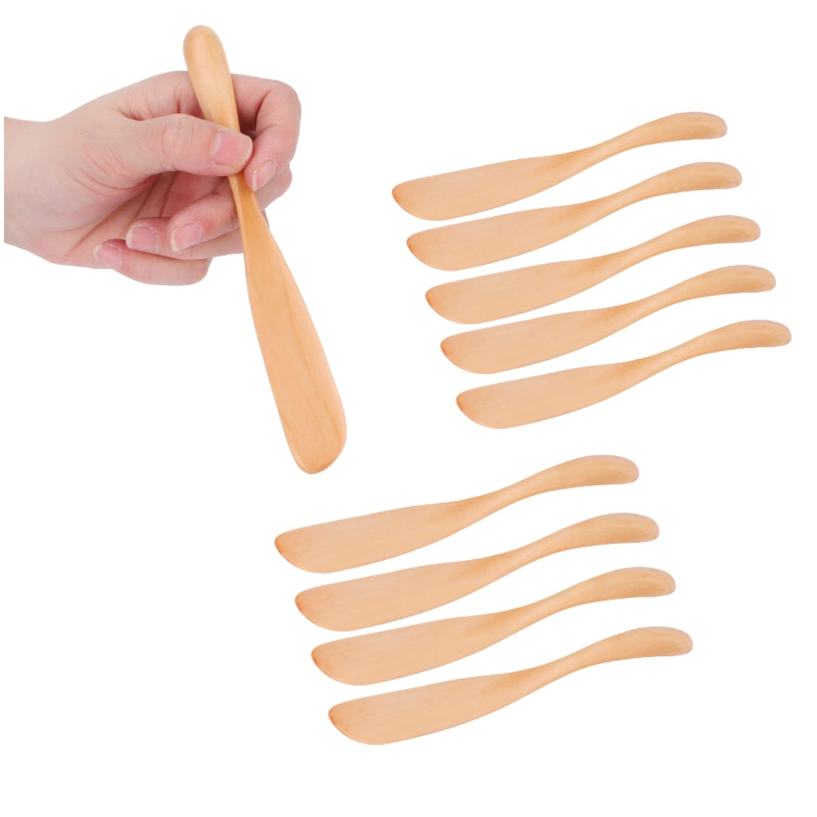 10Pcs 6.5'' Wood Butter Spreaders, Cheese Spreader Wood Butter Knives Wooden Wide Blade Butter Spreaders Kitchen Dinner Spreaders for Cheese, Condiment Knives Kitchen Utensils Peanut Jelly Spreader