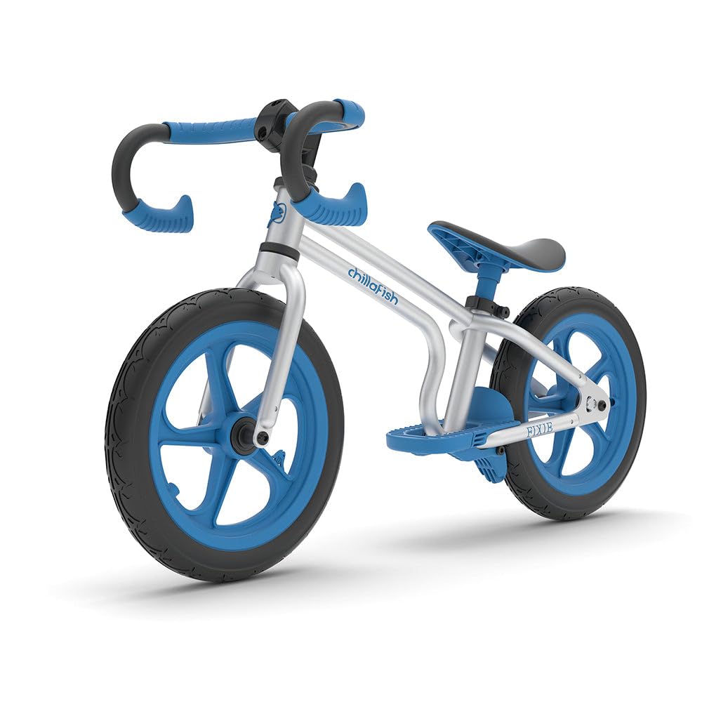 Chillafish Fixie, 12 Zoll lauffahrad im Rennrad Look mit Fussbremse und pannenfreien Reifen, verstellbarer Lenker und Sitz, für 2 bis 5 Jahren, Blau Spielzeug