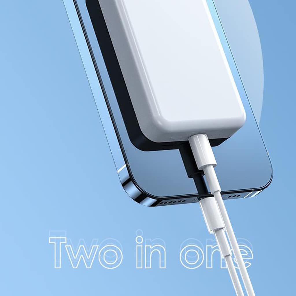 JJJ Banque de Puissance magnétique 10000mAh Grande capacité Mini Charge Rapide sans Fil légère (Color : White)