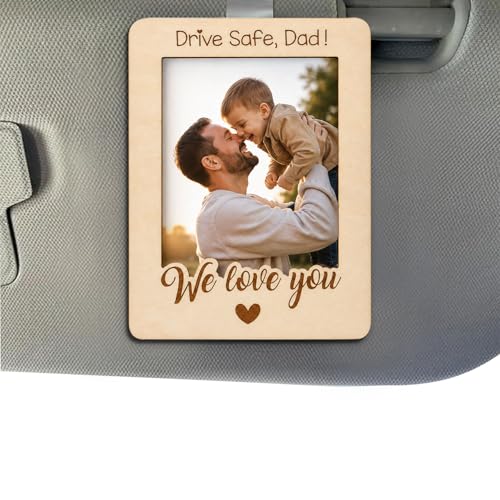 Drive Safe Dad Car Visor Photo Holder Car Picture Frame for Dad from Daughter Son Wife Daddy Car Visor Photo Clip Drive Safe Daddy Picture Frame for Car