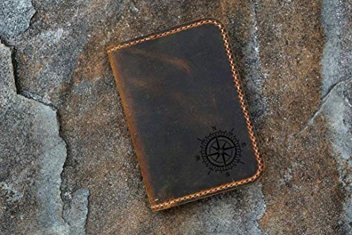 Vintage minimalist real leather case cover for mini composition notebook 4.5 x 3.25" / Refillable minimal leather pocket size notebook A705S3
