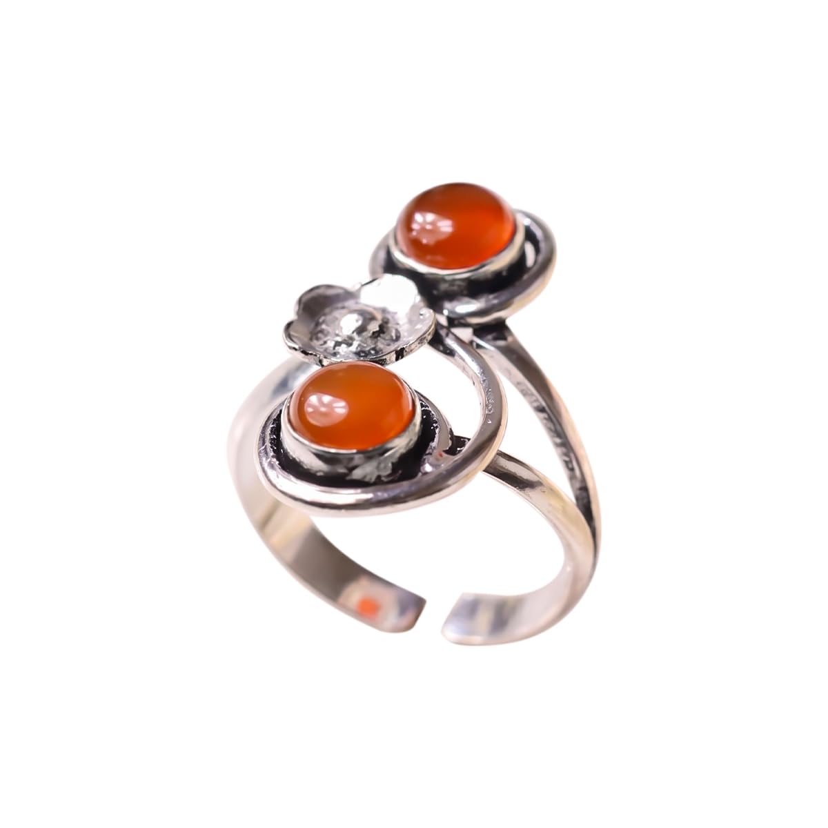 Natural Crystal Adjustable Ring for Women | Double Stone Floral Design Gemstone Rings | Adjustable Finger Ring | Fashion Jewellery Gift for Women & Girls-image-36