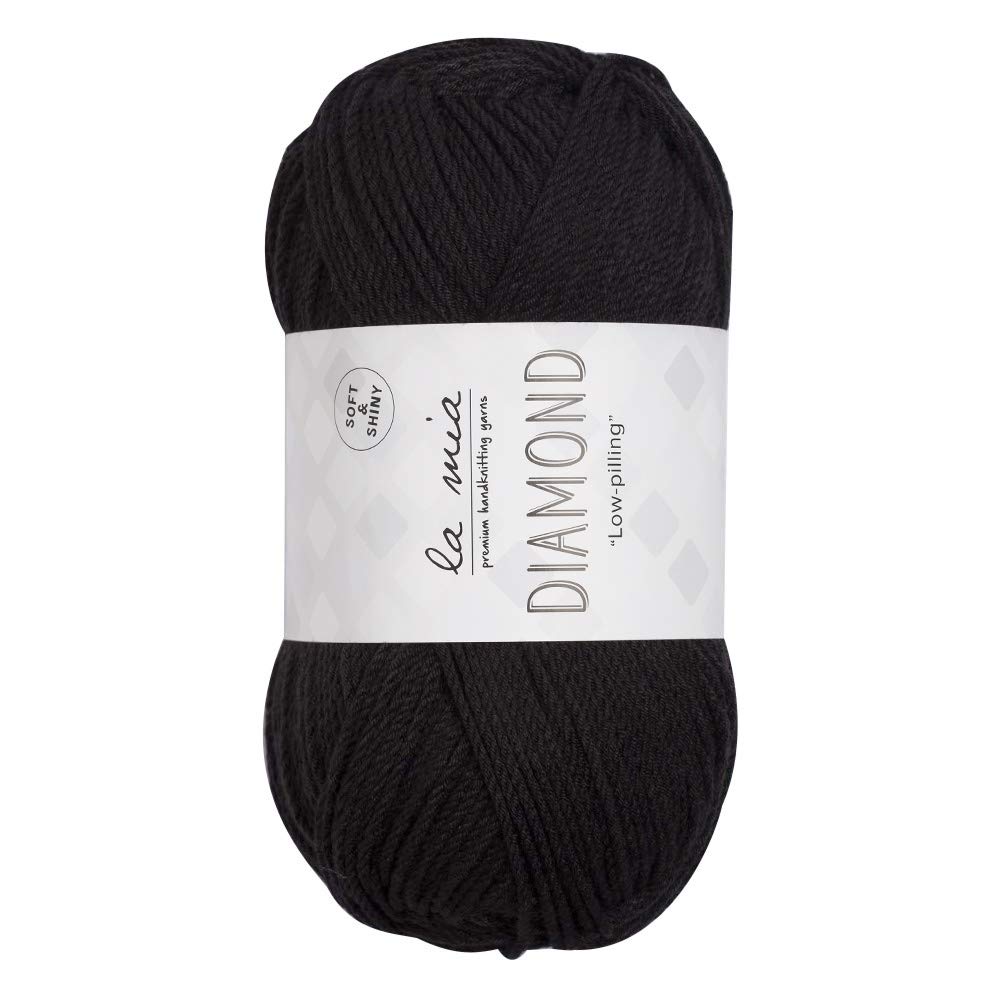 La Mia3 Skein Diamond Total 10.5 Oz Each 3.5 oz (100 g) / 229yd (210m), 70% Acrylic 30% Microfiber, Medium, Worsted, Super Soft Yarn, 3 Pack black Lamia-Diamond