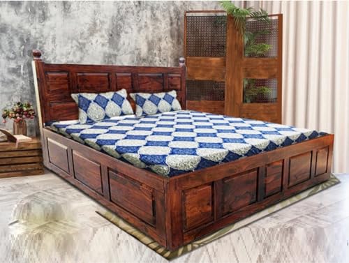 Image of A Beautiful Queen Size Bed,with Box Storage, Sheesham Wood Furniture, DIY(Do-It-Yourself) for Living Room, Polished (Bed 20)
