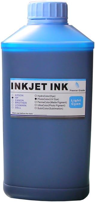 ND Brand 1 Liter Light Cyan Refill Ink for Printer Cartridges