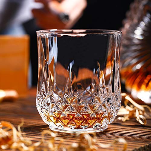 Kosh Diamond Crystal Cut Whiskey Bar Glass for Drinking Bourbon, Whisky, Scotch, Cocktails, Cognac- Old Fashioned Cocktail Tumblers 200 ML (Approx) (Set of 6) (Crystal Clear Small) 4