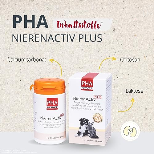 PHA Nieren Activ Plus für Hunde & Katzen - Unterstützung der Nierenfunktion & Erhalt der normalen Nierengesundheit von Hund & Katze, Ergänzungsfuttermittel, Pulver 60 g