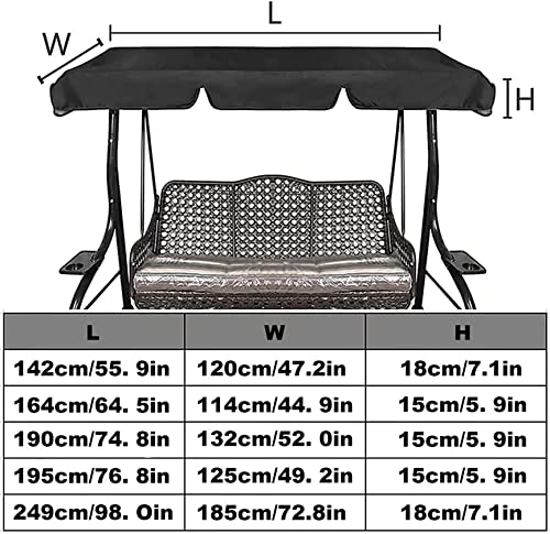 Kfjzgzz Patio Swing Canopy Replacement Top Cover,Outdoor Waterproof Anti-Uv 2 & 3 Seater Garden Porch Seat Furniture Sun Shade Patio Swing Hammock Top Sunproof Cover For Patio Garden Yard #TOP6