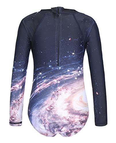 Image of Girls Rash Guard Long Sleeve One Piece Swimsuits Stripes Zipper Bathing Suits UPF 50+ /Sun Protection