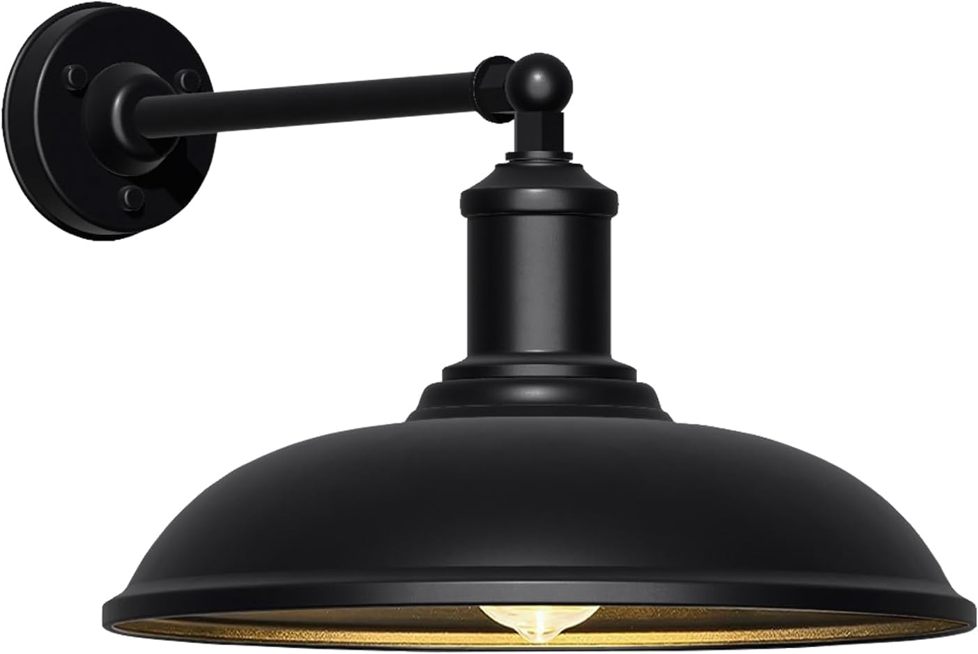 18" Large Industrial Barn Gooseneck Light, Waterproof and Rust-Resistant Outdoor Light Fixture, Farmhouse Wall-Mounted Lighting Fixture for Porches, Garages, Patios and Outdoor Spaces