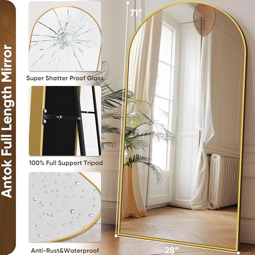 Antok Full Length Mirror, 71"x28" Floor Mirror, Floor Standing Mirror for Bedroom Living Room Cloakroom, Gold - Image 5