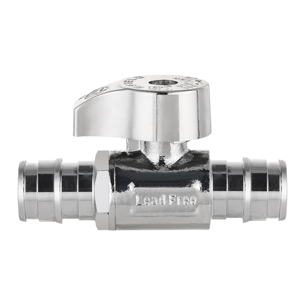 Pro EFIELD - Paquete de 15 válvulas de parada recta de 1/4 de giro Pex-A, expansión en frío de 1/2 pulgada Pex x 1/2 pulgada Pex cromada, ASTM F1960, resistente, hecho de latón LF