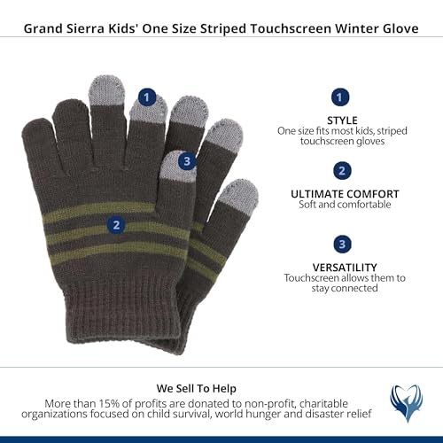 Image of Kids' One Size Striped Touchscreen Winter Glove