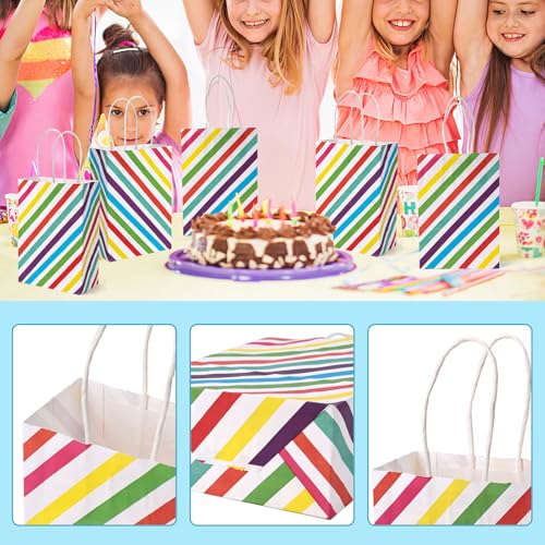 Vgoodall HVG2745 32Pcs Party Favor Bags, 5.5X2.8X8 Inches Colorful Stripe Gift Bags With Handles Goodie Bags Treat Candy Bags Striped Paper Bags thumb #2
