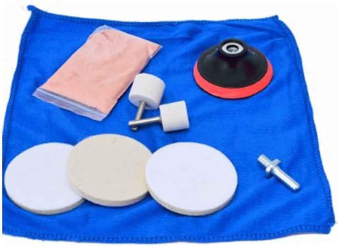 Car Glass Polishing Kit Scratch Remover Watch Car Pad Cerium Oxide Powder Glass Polishing Set Tool 9 Pcs, 1
