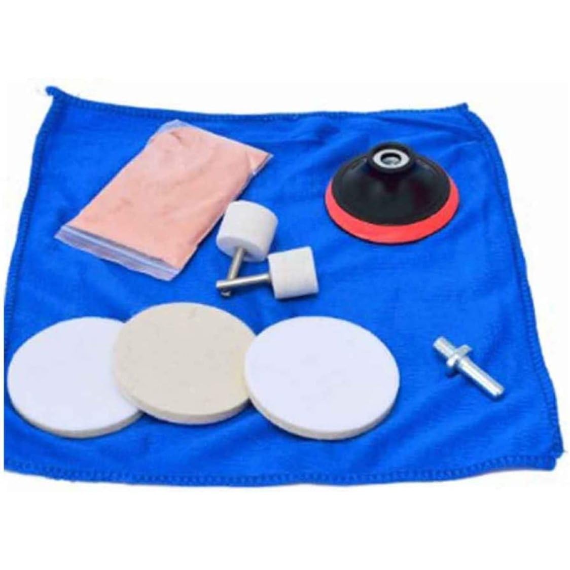 Car Glass Polishing Kit Scratch Remover Watch Car Pad Cerium Oxide Powder Glass Polishing Set Tool 9 Pcs, 1