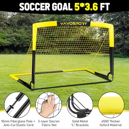 Image of Kids Soccer Goals for Backyard Set - 2 of 4' x 3' Portable Soccer Goal Training Equipment, Pop Up Toddler Soccer Net with Soccer Ball, Soccer Set for Kids and Youth Outdoor Games, Sports, Play