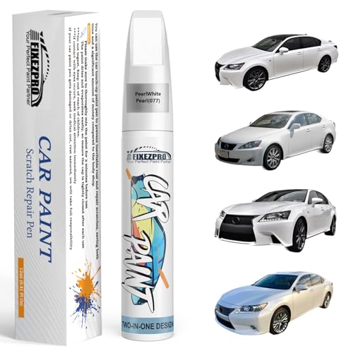 FIXEZPRO 077 PearlWhite/Starfire Pearl Touch Up Paint for Lexus, Exact Color Match Car Paint Scratch Repair Remover Pen Kit Quick & Easy Fix Vehicle Chips and Automotive Nicks Scuff