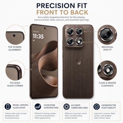 Image of ArmourPro UV Tempered Glass for Motorola Edge 70 Pro Plus 5G with Black Camera Ring Guard Combo, Crystal Clear Screen Protector, Case Friendly, Anti-Scratch, Bubble-Free Installation Kit
