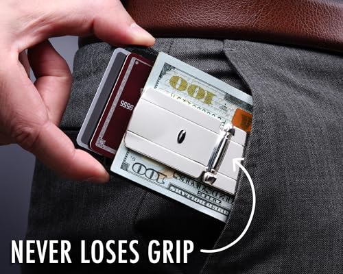 Zurich Silver MoneyClamp® with Leather Wallet, The Only Money Clip that Never Loses Its Grip, Forever Warranty2