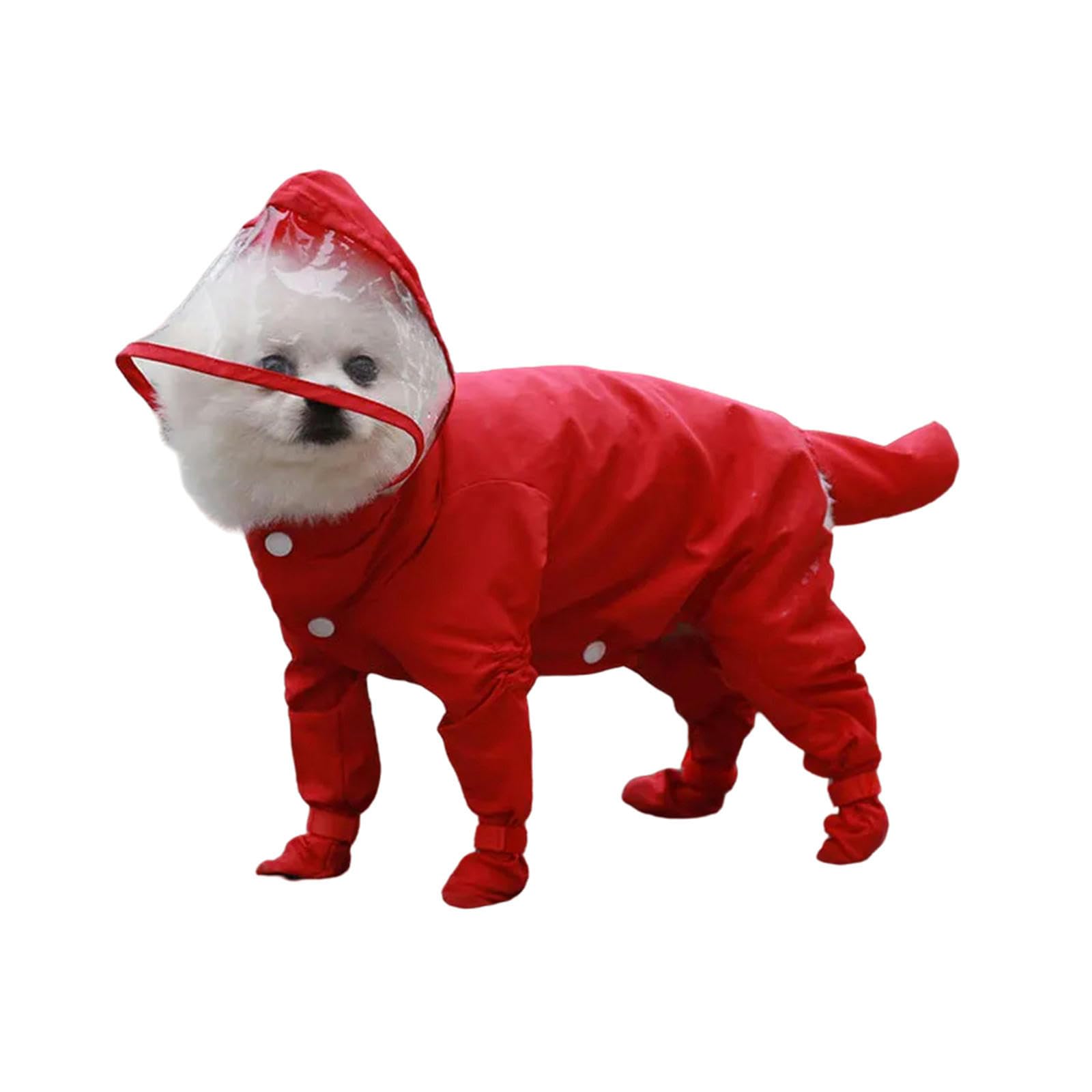 CMZYBBD Dog Raincoat Pet Coat Full Cover Dog Raincoat Waterproof Lightweight Dog Rainboot Clothes For Small Dogs Jumpsuit Pet Raining Coat-red-l