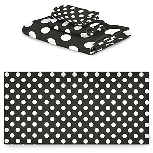 Naanle Cute White Polka Dots Pattern Soft Luxury Decorative Set Of 3 Towels, 1 Bath Towel+1 Hand Towel+1 Washcloth, Multipurpose For Bathroom, Hotel, Gym, Spa And Kitchen(Black) #TOP1