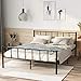 uyhghjhb Cadre de lit double en métal avec tête de lit et pied de lit de style victorien pour adultes, enfants, adolescents (noir) 135 cm