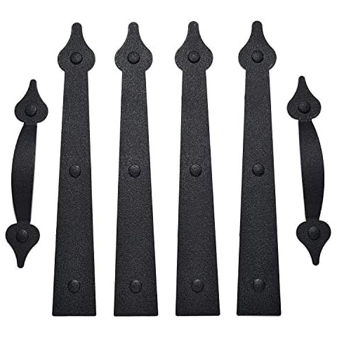 SANKINS Garage Door Magnetic Decorative Hardware Carriage Accents Faux Hinges Handle Kit Curb Appeal Decor,Pack of 1,Color Black Cover