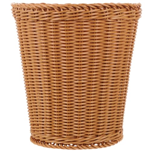 Image of Ciieeo Woven Trash can Small Desktop Waste Basket Natural Rattan Style Wicker Wastebasket for Bathroom Bedroom Kitchen Office Storage 9.64X8.26X6.29 Inches