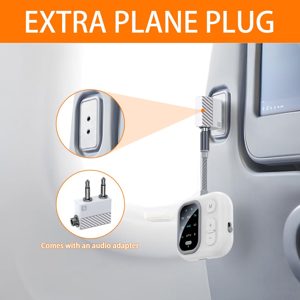 Transmisor Receptor Bluetooth 5.4 Adaptador 2 en 1 Jack 3,5mm Audio para Coche Altavoz Auriculares Amplificador Móvil PC TV (Plata)