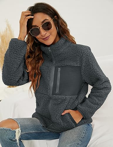 VVK Women's Faux Shearling Winter Coat with Pockets