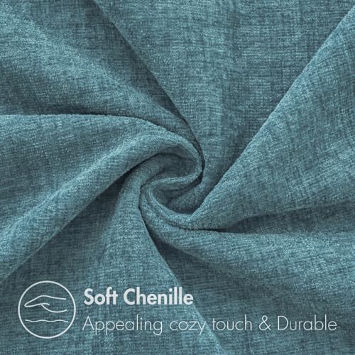 Image of MIULEE Soft Chenille Lumbar Throw Pillow Covers Blue Ashes 12x20 Pack of 2 | Modern Coastal Home Decor, Classic Decorative Pillows, Solid Dyed Cases, Boho Couch Cushion Covers for Sofa Bed Living Room
