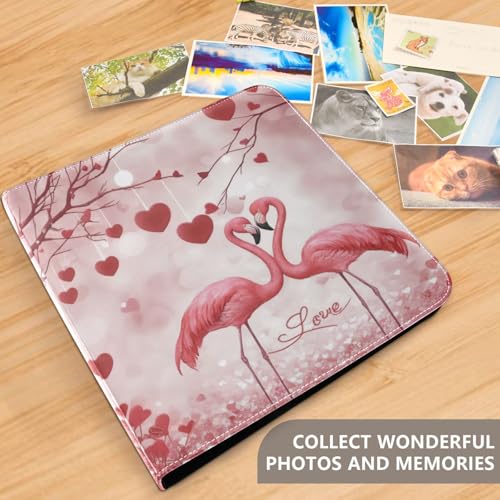 Álbum de fotos autorreversible adhesivo DIY Scrapbook álbum romántico amor flamenco Día de San Valentín 3 anillas Álbum de fotos 40 páginas 8x10 para memoria miniatura 5